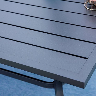 7pc Outdoor Dining Set With Metal Slat Top Table With 1.57" Umbrella Hole & Aluminum Chairs - Captiva Designs: Weather-Resistant Patio Set 5 7pc Outdoor Dining Set With Metal Slat Top Table With 1.57" Umbrella Hole & Aluminum Chairs - Captiva Designs: Weather-Resistant Patio Set - Image 3