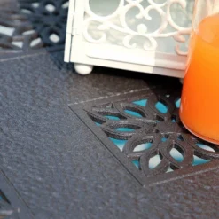 38.6"x23" Rectangular Outdoor Patio Cast Aluminum Coffee Table With Frosted Surface - Captiva Designs -Furniture GUEST e64b6430 c131 496d 9c12 c25afaefb32d