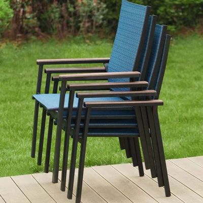 Captiva Designs 9pc Outdoor Dining Set With Rectangle Table And Blue Aluminium Textilene Chairs 5 Captiva Designs 9pc Outdoor Dining Set With Rectangle Table And Blue Aluminium Textilene Chairs - Image 3