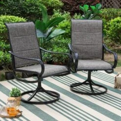 5pc Patio Set With Square Table & Steel 360 Swivel Sling Arm Chairs - Captiva Designs -Furniture GUEST e71f923b 385d 4888 8dea 069304826e72 2
