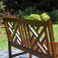 Outdoor Poplar Wood Loveseat Bench - Natural - Captiva Designs -Furniture GUEST e74dc546 a55b 4216 997c 8fd34039b06c