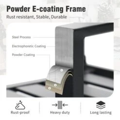 Captiva Designs 9pc Spacious Slat-top Square Metal Table With Umbrella Hole & Swivel Steel Chairs -Furniture GUEST e9d66859 2003 454f bfe5 f9b81ec26f05