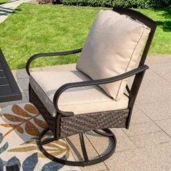 Captiva Designs 7pc Steel Outdoor Patio Dining Set With Swivel Chairs & Metal Table With Umbrella Hole Black 11 Captiva Designs 7pc Steel Outdoor Patio Dining Set With Swivel Chairs & Metal Table With Umbrella Hole Black -Furniture GUEST ea29fd38 22ac 450f b43b 27171adac1a7