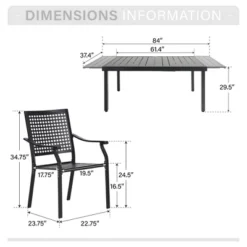 Captiva Designs 9pc Patio Adjustable Steel Rectangle Dining Table & Metal Chairs With Bull's Eye Pattern 25 Captiva Designs 9pc Patio Adjustable Steel Rectangle Dining Table & Metal Chairs With Bull's Eye Pattern -Furniture GUEST ea6ce318 abf2 476a 907c 5989e3372c81 1