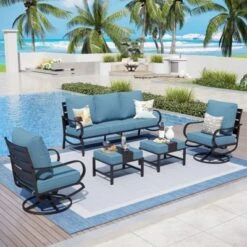 Captiva Designs 5pc Metal Patio Furniture Conversation Set With Swivel Chairs And Ottomans For Garden Porch Backyard 26 Captiva Designs 5pc Metal Patio Furniture Conversation Set With Swivel Chairs And Ottomans For Garden Porch Backyard -Furniture GUEST ea951e20 7a5d 4200 8797 7ac1f6ce5fdc