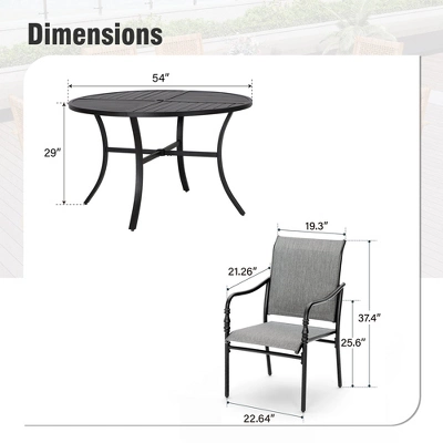 Captiva Designs 7pc Outdoor Dining Steel Table With Umbrella Hole & Metal Frame Arm Chairs 14 Captiva Designs 7pc Outdoor Dining Steel Table With Umbrella Hole & Metal Frame Arm Chairs - Image 12