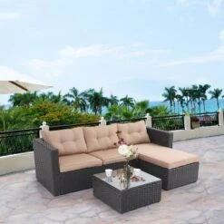 Captiva Designs 3pc Wicker Rattan Outdoor Furniture Set -Furniture GUEST eb6ba5bc d8d0 48f3 a848 7e37c2942c4b