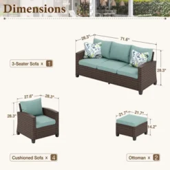 Captiva Designs 7pc Outdoor Patio Wicker Conversation Set With 4Cushioned Single Sofas For Garden Poolside Backyard -Furniture GUEST ec1af685 528b 4729 b87e cbac157071a7 1