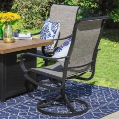 5pc Patio Dining Set With 34" Square Fire Pit Table & Swivel Arm Chairs - Captiva Designs -Furniture GUEST ed7c97f5 5c16 4ee4 a4eb 64478bbac7ea