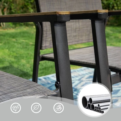 3pc Patio Dining Set With Small Square Table With Umbrella Hole & Lightweight Sling Chairs - Captiva Designs: Outdoor Furniture For Balcony 11 3pc Patio Dining Set With Small Square Table With Umbrella Hole & Lightweight Sling Chairs - Captiva Designs: Outdoor Furniture For Balcony - Image 9