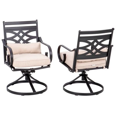 5pc Outdoor Dining Set With Swivel Chairs With Thick Seat & Back Cushions & Square Faux Wood Tabletop With Umbrella Hole - Captiva Designs 13 5pc Outdoor Dining Set With Swivel Chairs With Thick Seat & Back Cushions & Square Faux Wood Tabletop With Umbrella Hole - Captiva Designs - Image 11