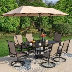 Outdoor Rectangle Steel Dining Table - Black - Captiva Designs -Furniture GUEST ee258e75 b5c6 4c59 bb2a 3ee868fb060f
