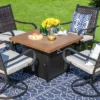 5pc Patio Dining Set With Fire Pit Table & Wicker Rattan 360 Swivel Chairs - Captiva Designs -Furniture GUEST eeb7acc5 4b5e 40cf bcec ece3fa0b66d1