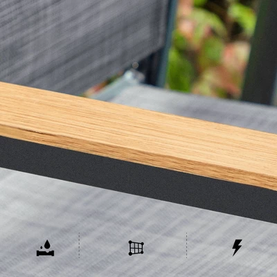 7pc Outdoor Dining Set With Metal Slat Top Table With 1.57" Umbrella Hole & Aluminum Chairs - Captiva Designs: Weather-Resistant Patio Set 11 7pc Outdoor Dining Set With Metal Slat Top Table With 1.57" Umbrella Hole & Aluminum Chairs - Captiva Designs: Weather-Resistant Patio Set - Image 9