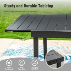 Captiva Designs 9pc Patio Dining Black Steel Rectangle Table & Brown Textilene Fixed Chairs -Furniture GUEST ef30c7e9 c166 4756 8c80 cf9b3610c574 1