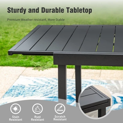 Captiva Designs 9pc Outdoor Patio Adjustable Steel Rectangle Dining Table & Metal Stackable Chairs 6 Captiva Designs 9pc Outdoor Patio Adjustable Steel Rectangle Dining Table & Metal Stackable Chairs - Image 4