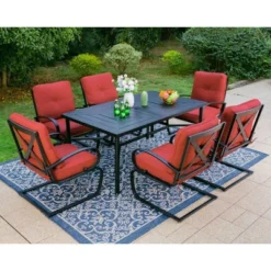 Captiva Designs 7pc Outdoor Dining Set With C-Spring Motion Chairs & Metal Table With Umbrella Hole 35 Captiva Designs 7pc Outdoor Dining Set With C-Spring Motion Chairs & Metal Table With Umbrella Hole -Furniture GUEST ef4f287c fe2b 4bcb 92fa 8a09df55954f