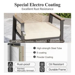 Captiva Designs Outdoor Patio Dining Bar Set With Steel Bar Table & Rattan Bar Stools With Cushions -Furniture GUEST ef533ce8 cddb 45cf b449 ff37c0ef99a0