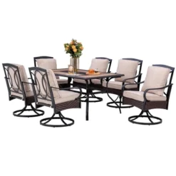 2pk Outdoor Swivel Chairs With Metal Frame, Wicker & Seat & Back Cushions - Captiva Designs -Furniture GUEST f09b007c e004 428c b8b0 04d8e44bbf4f