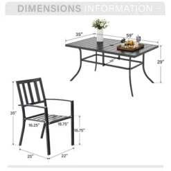 Captiva Designs 7pc Patio Dining Set With Slat-top Rectangle Steel Table & Metal Stackable Chairs -Furniture GUEST f0b5a383 1b50 4d46 a8bc c8e66cc6ce78