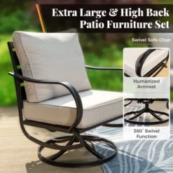 Captiva Designs 7pc Metal Patio Furniture Conversation Set With Swivel Chairs For Garden Porch Backyard -Furniture GUEST f0be7adb 3b7a 460f 9a45 35c8999c3135 2