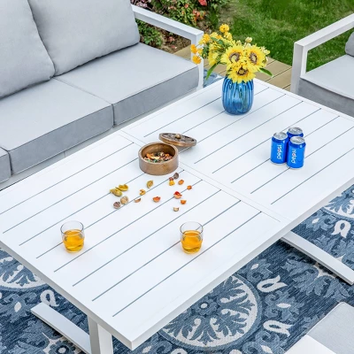 Captiva Designs 6pc Modern Aluminum Outdoor Patio Conversation Set With Coffee Table 4 Captiva Designs 6pc Modern Aluminum Outdoor Patio Conversation Set With Coffee Table - Image 2