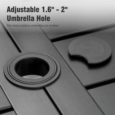 Captiva Designs 8pc Patio Slat-top Rectangle Table & Textilene Reclining Foldable Chairs & 13ft Large Umbrella 6 Captiva Designs 8pc Patio Slat-top Rectangle Table & Textilene Reclining Foldable Chairs & 13ft Large Umbrella - Image 4