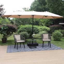 Rectangular Outdoor Patio Market Umbrella With Extra Large Base And Sand Bags - Captiva Designs -Furniture GUEST f19ba2dc a58c 437e b9e6 770f048a202f