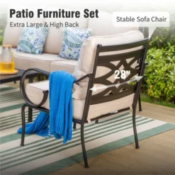 Captiva Designs 4pc Extra Large Metal Outdoor Patio Fire Pit Set With Pattern-back Chairs -Furniture GUEST f1f0ce90 738d 4071 9c37 1f8d98cdf64d