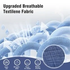 Captiva Designs 5pc Patio Wood-look Square Dining Table With Umbrella Hole & Textilene Swivel Chairs -Furniture GUEST f208a93a 0306 42d8 96cf bbaddf8a42a5 1