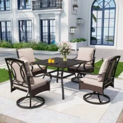 Outdoor Square Steel Dining Table - Captiva Designs: Water-Resistant -Furniture GUEST f278510e a44d 483a a0d8 dec1f4e58fbb