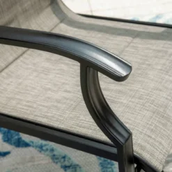 7pc Patio Dining Set With Wood Grain Tabletop & Metal Padded Arm Chairs - Captiva Designs -Furniture GUEST f2a99c87 3f4b 4ad1 9885 282e46ca86c0