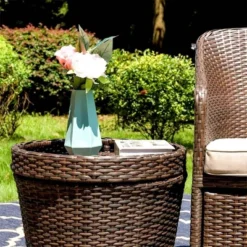 5pc Rattan Conversation Set With Chairs, Ottomans & Storage Side Table - Captiva Designs -Furniture GUEST f44afbb7 0763 4358 b60d 53fd213c3452