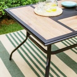Captiva Designs Outdoor Rectangle Steel Dining Table With 1.57" Umbrella Hole -Furniture GUEST f4b3252c 695a 40dc 9275 722dcd4b0d58 1