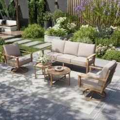 Captiva Designs 5PC Outdoor Patio Cross-Band Back Conversation Set With Thick Cushions For Deck, Garden, Or Poolside 23 Captiva Designs 5PC Outdoor Patio Cross-Band Back Conversation Set With Thick Cushions For Deck, Garden, Or Poolside -Furniture GUEST f4d97364 5042 4f31 8490 c2547cb4e830