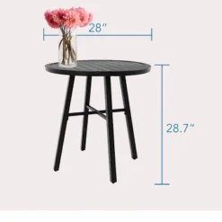 3pc Patio Dining Set With Small Round Steel Table & Sling Chairs - Captiva Designs -Furniture GUEST f573ad33 e875 44fd b987 cfd5e90a44cf