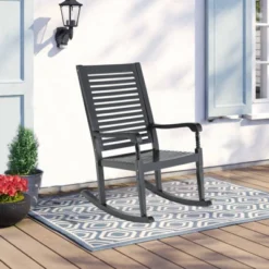Outdoor Acacia Wood Rocking Chair - Captiva Designs: UV & Water-Resistant, Powder-Coated Frame, Fixed Arms -Furniture GUEST f68803df 067a 4926 8c75 3ef9655a6bac