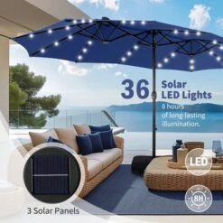 Captiva Designs 15' X 9' Rectangular Outdoor Patio Market Umbrella With Extra Large Base And Sand Bags -Furniture GUEST f726a732 0fef 4e5c 9e5e f81e2a8ffd4a