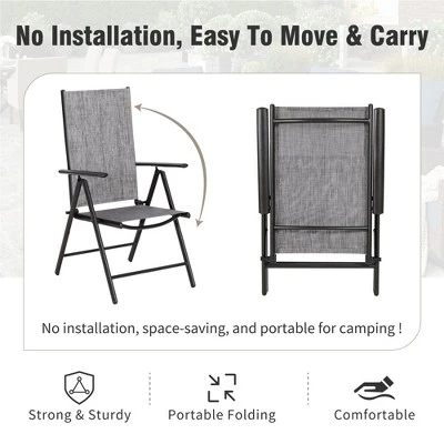 Captiva Designs 5pc Patio Dining Set Steel Frame Table With Umbrella Hole & Textilene Reclining Foldable Chairs 8 Captiva Designs 5pc Patio Dining Set Steel Frame Table With Umbrella Hole & Textilene Reclining Foldable Chairs - Image 6