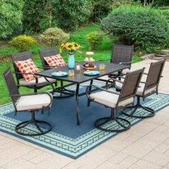 Rattan Wicker 360 Swivel Patio Dining Chairs - Captiva Designs -Furniture GUEST f7670a29 25b2 4e0f ba0d f454a32bfd05
