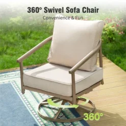 Captiva Designs 4PC Windsor Style Patio Outdoor Sofa Conversation Set With Swivel Chairs For Deck Lawn Backyard -Furniture GUEST f7fcdcb6 d859 4371 9002 1b07fd1962a2