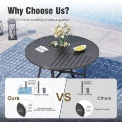 Captiva Designs 5pc Outdoor Patio Metal Dining Table & Rattan Chairs With Removable Cushions