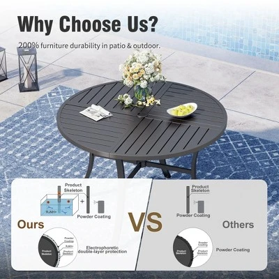 Captiva Designs 5pc Outdoor Patio Dining Set With Slat-top Table & Textilene Swivel Chairs 14 Captiva Designs 5pc Outdoor Patio Dining Set With Slat-top Table & Textilene Swivel Chairs - Image 12