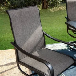 7pc Patio Dining Set With Faux Steel Table & 360 Swivel Sing Arm Chairs - Captiva Designs -Furniture GUEST f832def2 75af 404c 9721 80d63ab0ef29