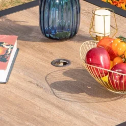 5pc Patio Set With Square Faux Wood Top Table & Reclining Sling Chairs With Armrests - Captiva Designs