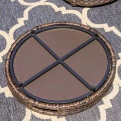 5pc Rattan Conversation Set With Chairs, Ottomans & Storage Side Table - Captiva Designs -Furniture GUEST f8f1b552 cbf6 43ee 8279 b022d800c435