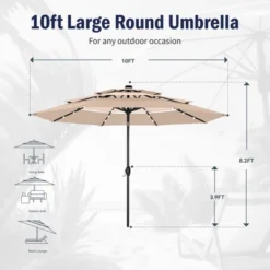 Captiva Designs 10ft Vented Patio Umbrella With 8 Sturdy Ribs For Garden, Poolside & Lawn -Furniture GUEST f9202139 cc38 49e0 a74f f4768727510a