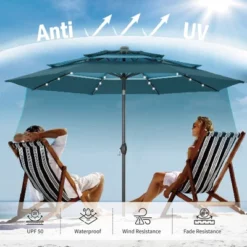 Captiva Designs 10ft Vented Patio Umbrella With 8 Sturdy Ribs For Garden, Poolside & Lawn -Furniture GUEST f9203c3c 9bce 4f3b af4f b9f2dbd2d737