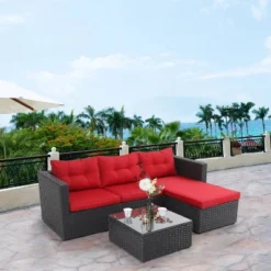 Captiva Designs 3pc Wicker Rattan Outdoor Furniture Set -Furniture GUEST f9d9d94a 9bd1 4724 8392 0b12271ddecb