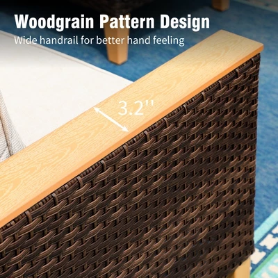 Captiva Designs 12pc Outdoor Wicker Rattan Patio Half-Moon Curved Sectional Sofa Set With Cushioned Ottoman 11 Captiva Designs 12pc Outdoor Wicker Rattan Patio Half-Moon Curved Sectional Sofa Set With Cushioned Ottoman - Image 9